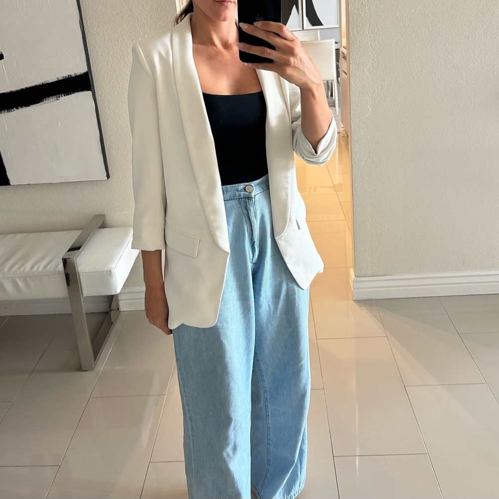 LIKE NEW Zara Chic White Blazer Small S 4